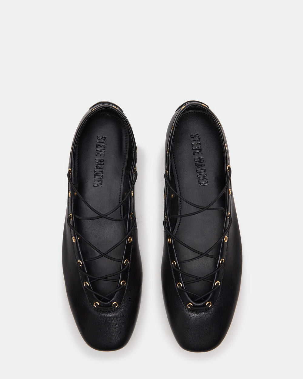 POINTE Black Leather Women's Ballet Square-Toe Flat