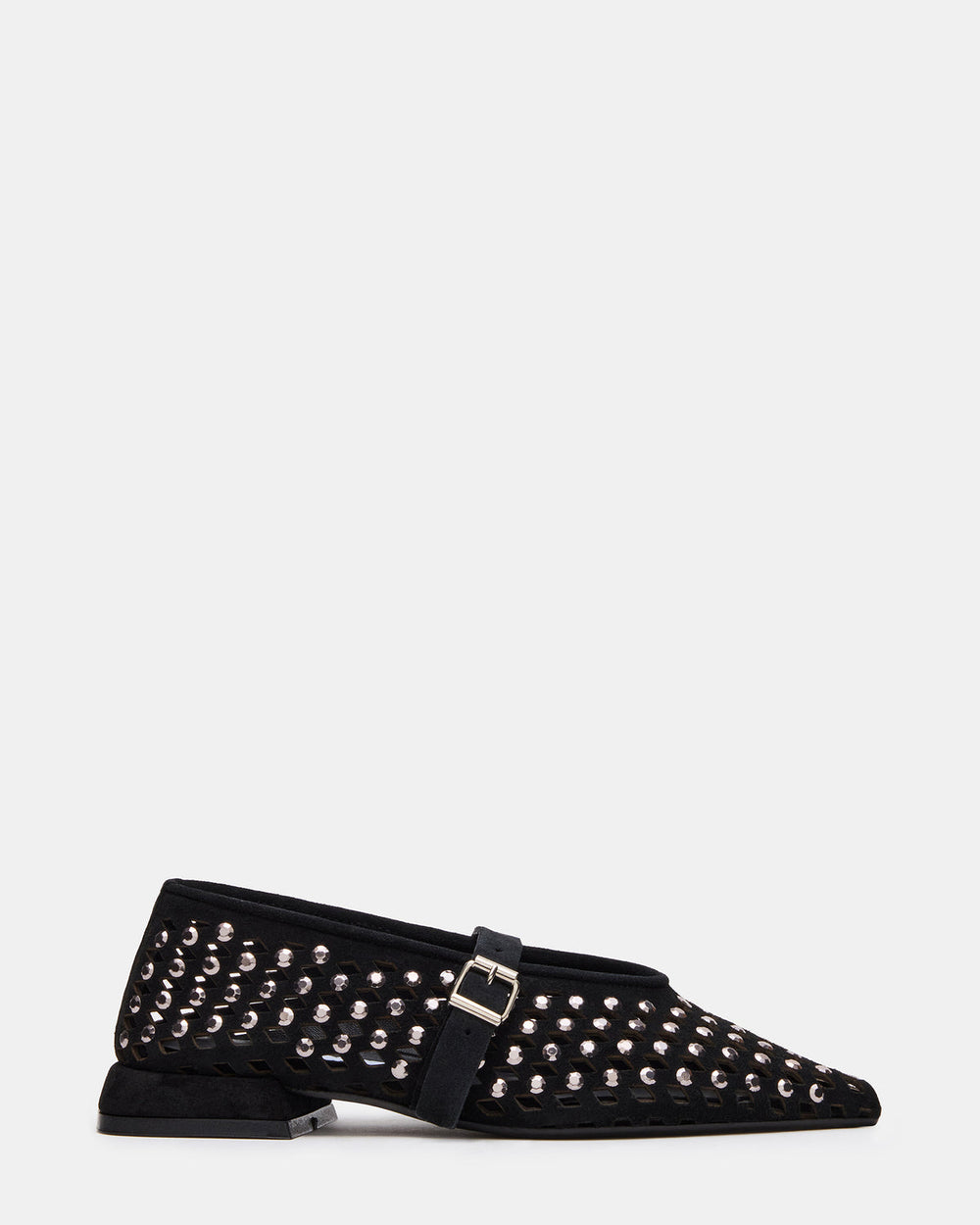 NICO Black Suede Women's Pointed-Toe Mary Jane Flat