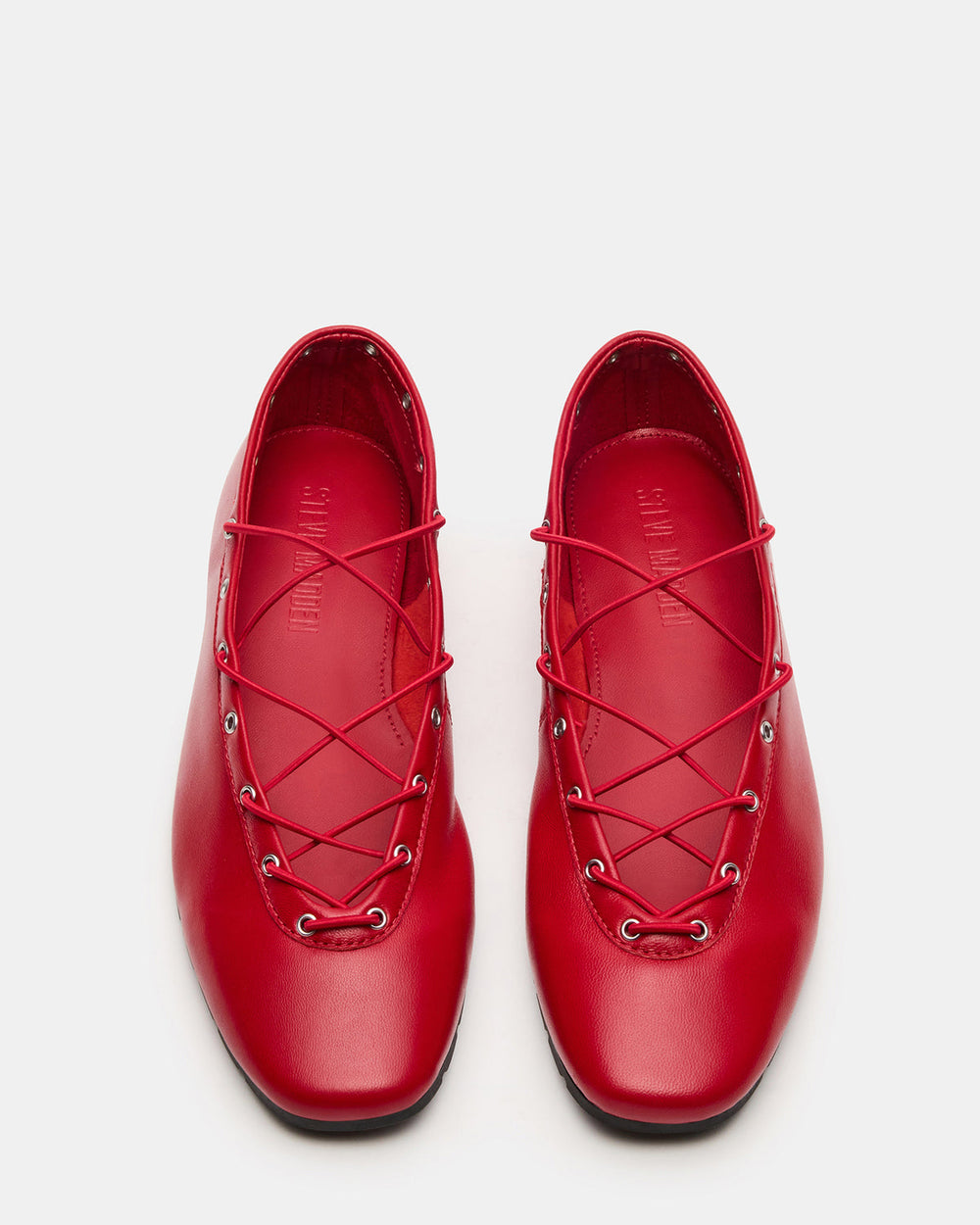 POINTE Red Leather Women's Ballet Square-Toe Flat