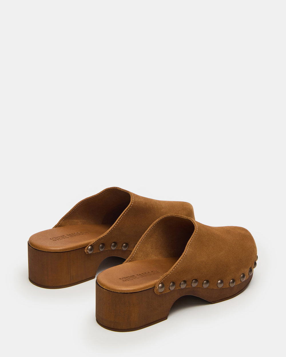 DANVER Chestnut Suede Studded Slip-On Mule Clog Women's Flat