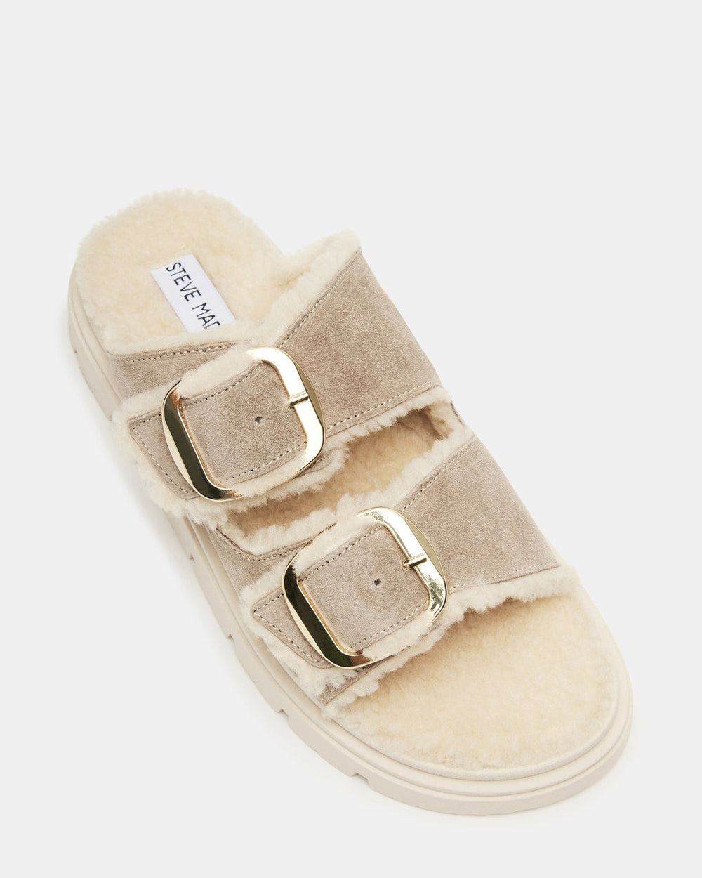 SNUGGLE Sand Suede Faux Fur Slide | Women's Flats