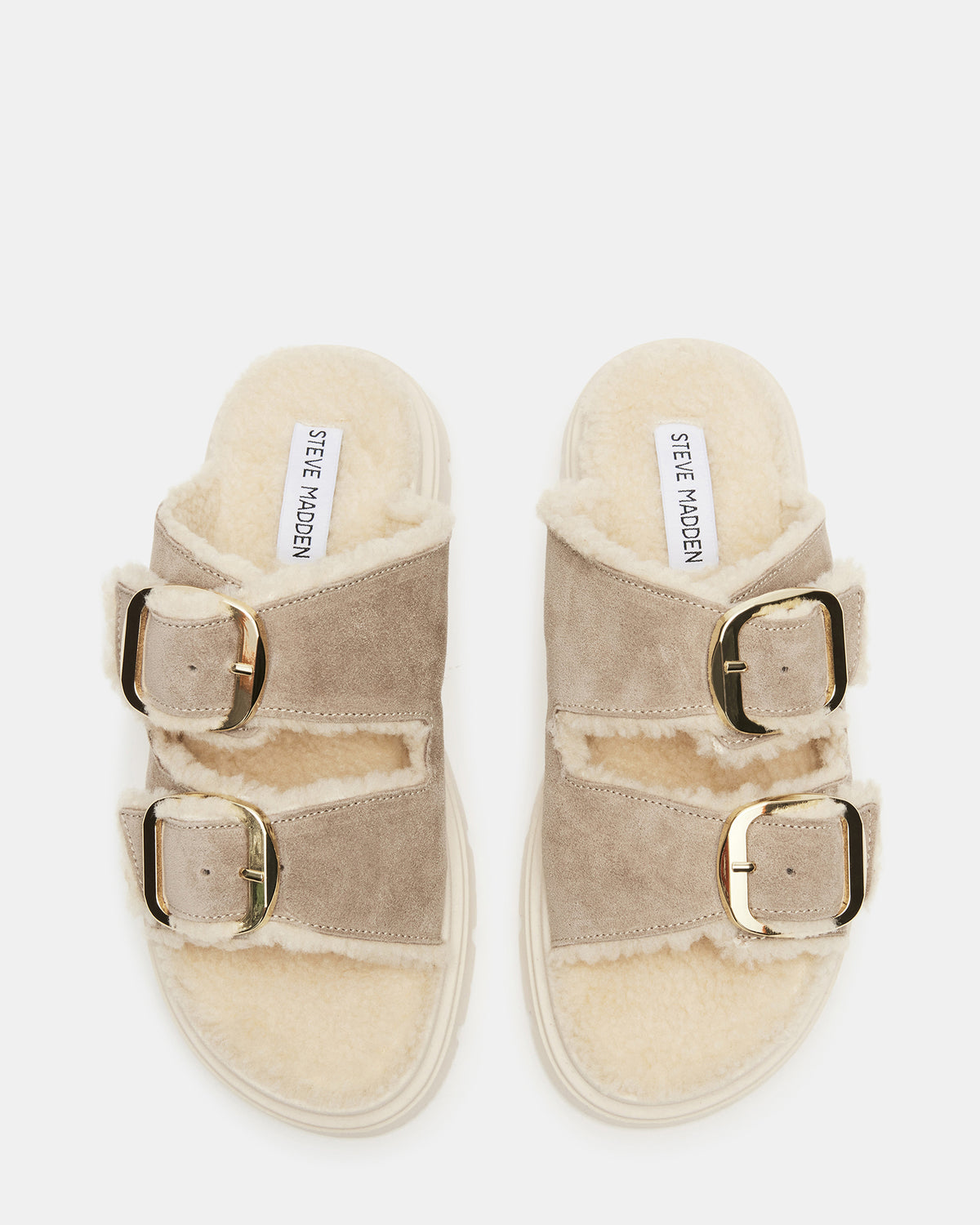 SNUGGLE Sand Suede Faux Fur Slide | Women's Flats