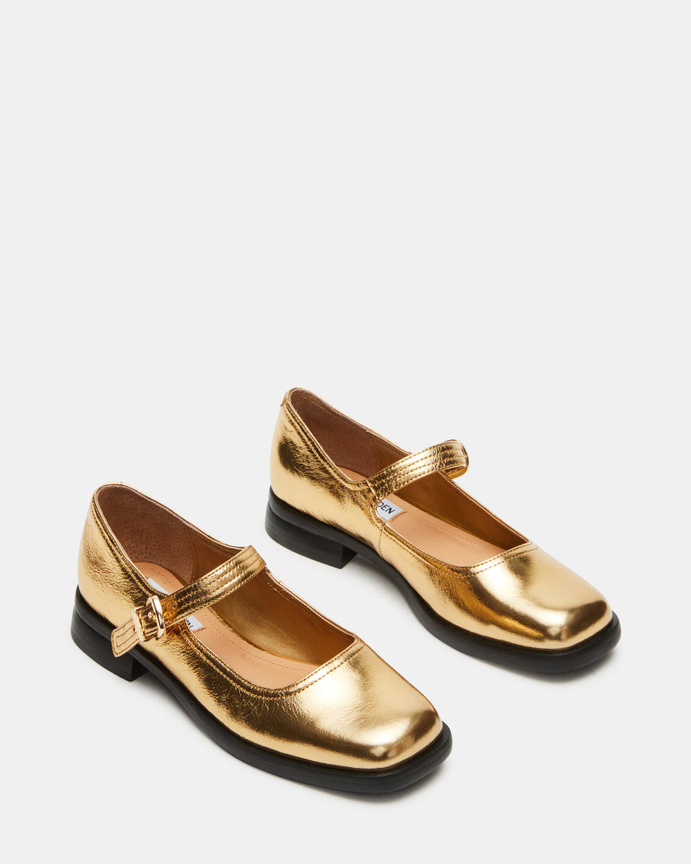 DELANCY Gold Leather Women's Mary Jane Flats