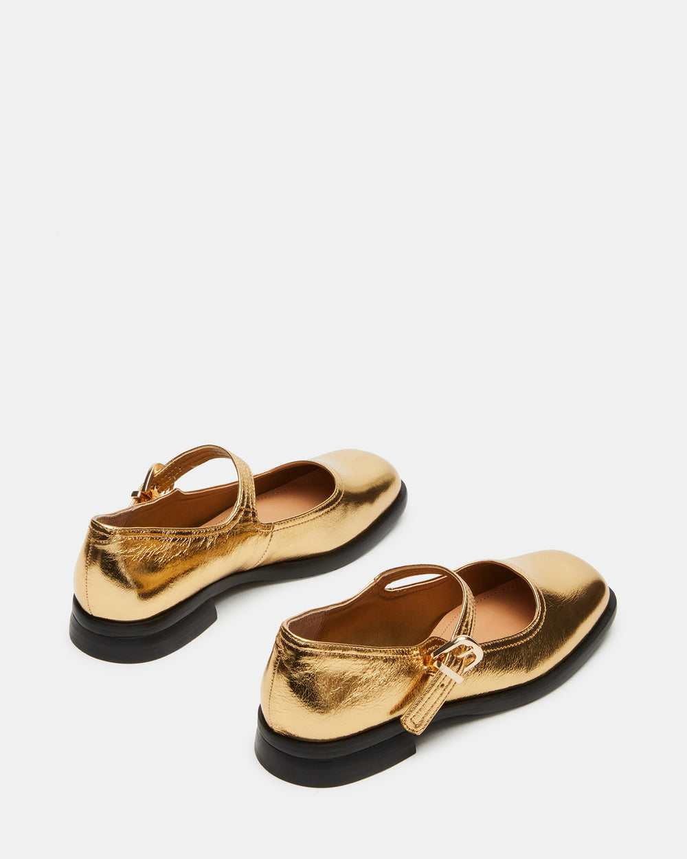 DELANCY Gold Leather Women's Mary Jane Flats