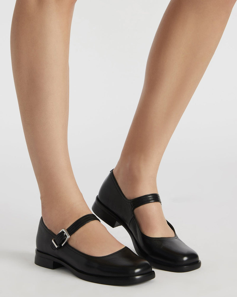 DELANCY Gold Leather Women's Mary Jane Flats