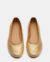 MERLOT Gold Raffia Ballet Women's Flat