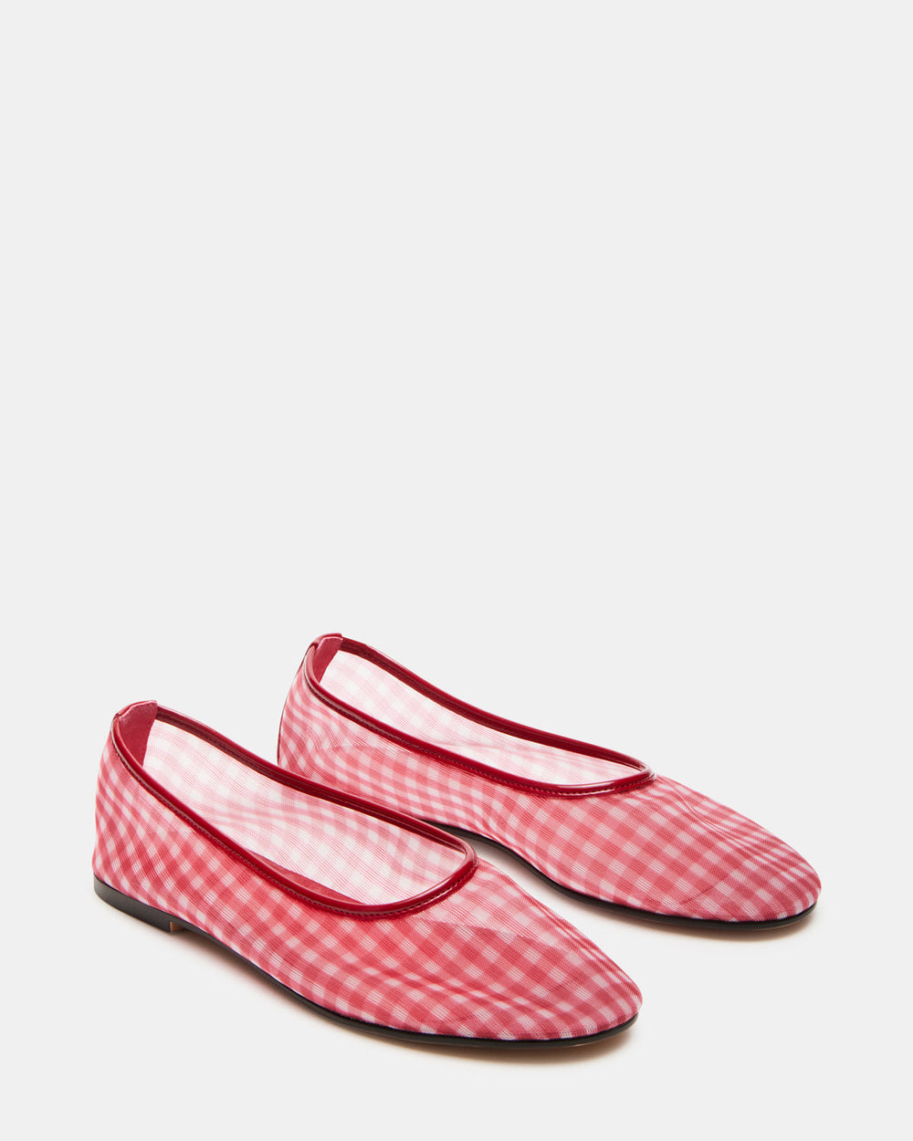 MEADOW Red Gingham Mesh Women's Ballet Flats