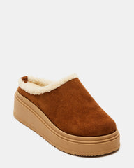SMORES Tan Suede Faux Fur Slip-On | Women's Flats