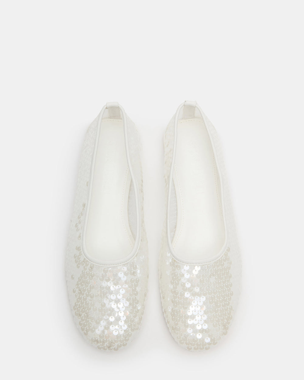 GARCELLE White Sequin Women's Ballet Flats