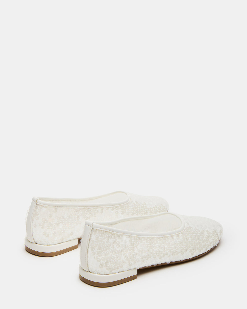 GARCELLE White Sequin Women's Ballet Flats