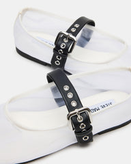 MITSY White/Black Mary Jane Mesh Ballet Women's Flat