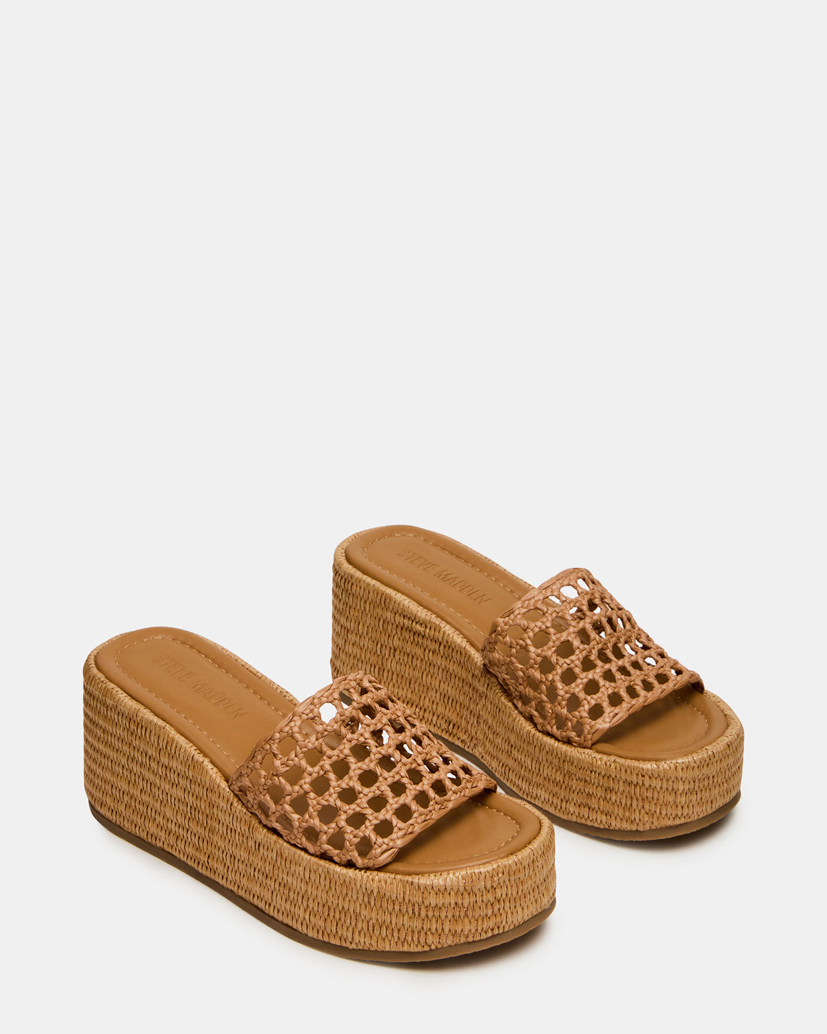 BRANDY Raffia Woven Mule Platform Slide Women's Sandal