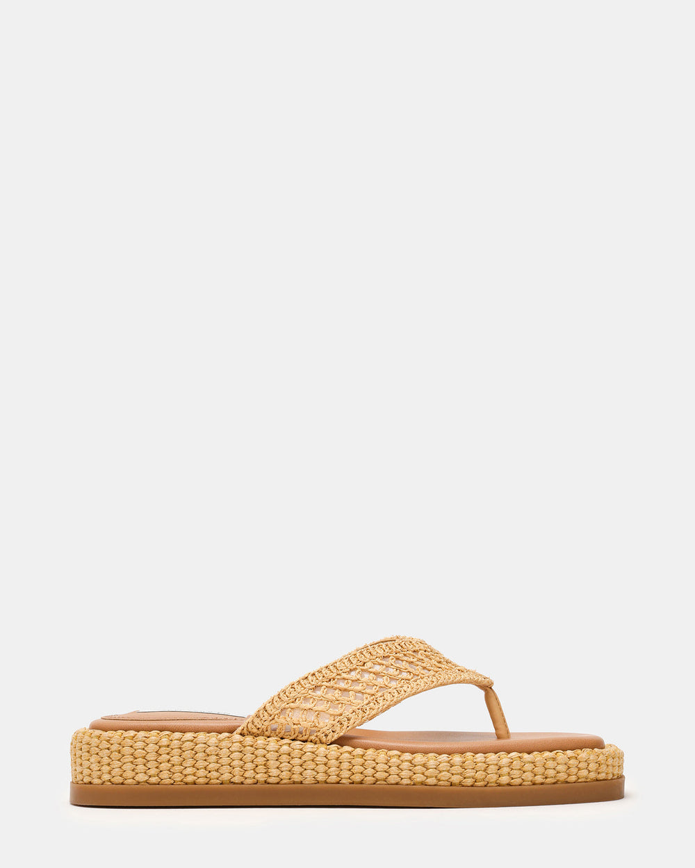 BELLA Natural Raffia Thong Square-Toe Platform Women's Sandal