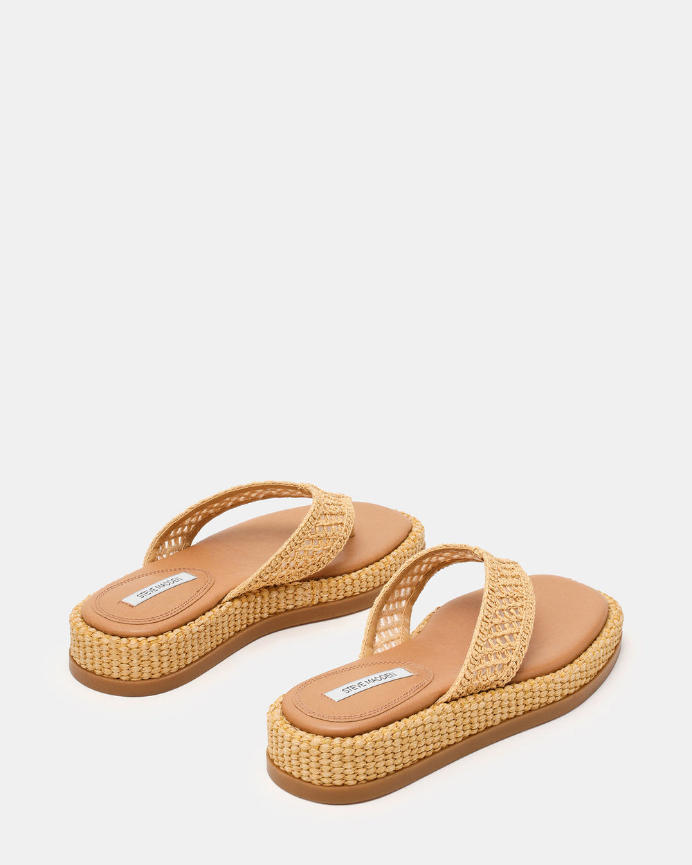 BELLA Natural Raffia Thong Square-Toe Platform Women's Sandal