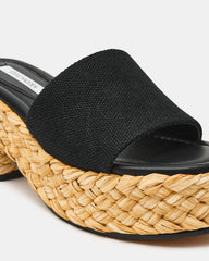 DOCK Raffia Black Platform Mule Women's Sandal