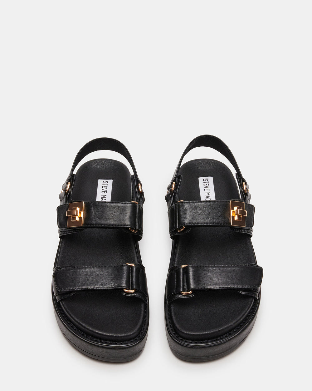 BIGMONA Black Leather Women's Platform Sandal