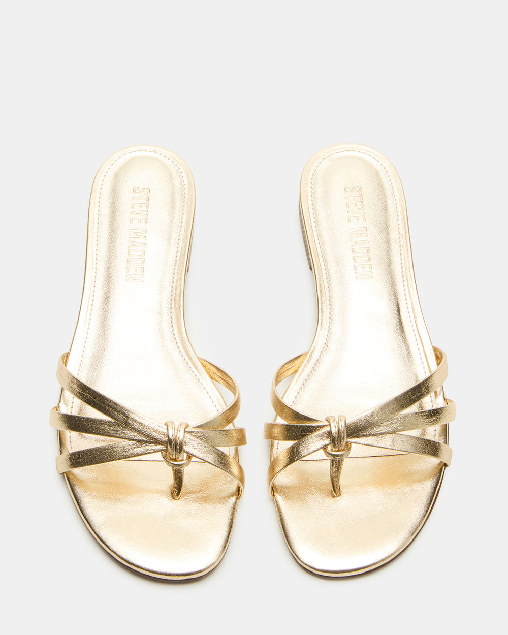 CALISSI Champagne Leather Strappy Women's Slide Sandal