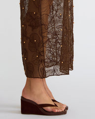 PLAYING Brown Suede Thong Wedge Women's Sandal