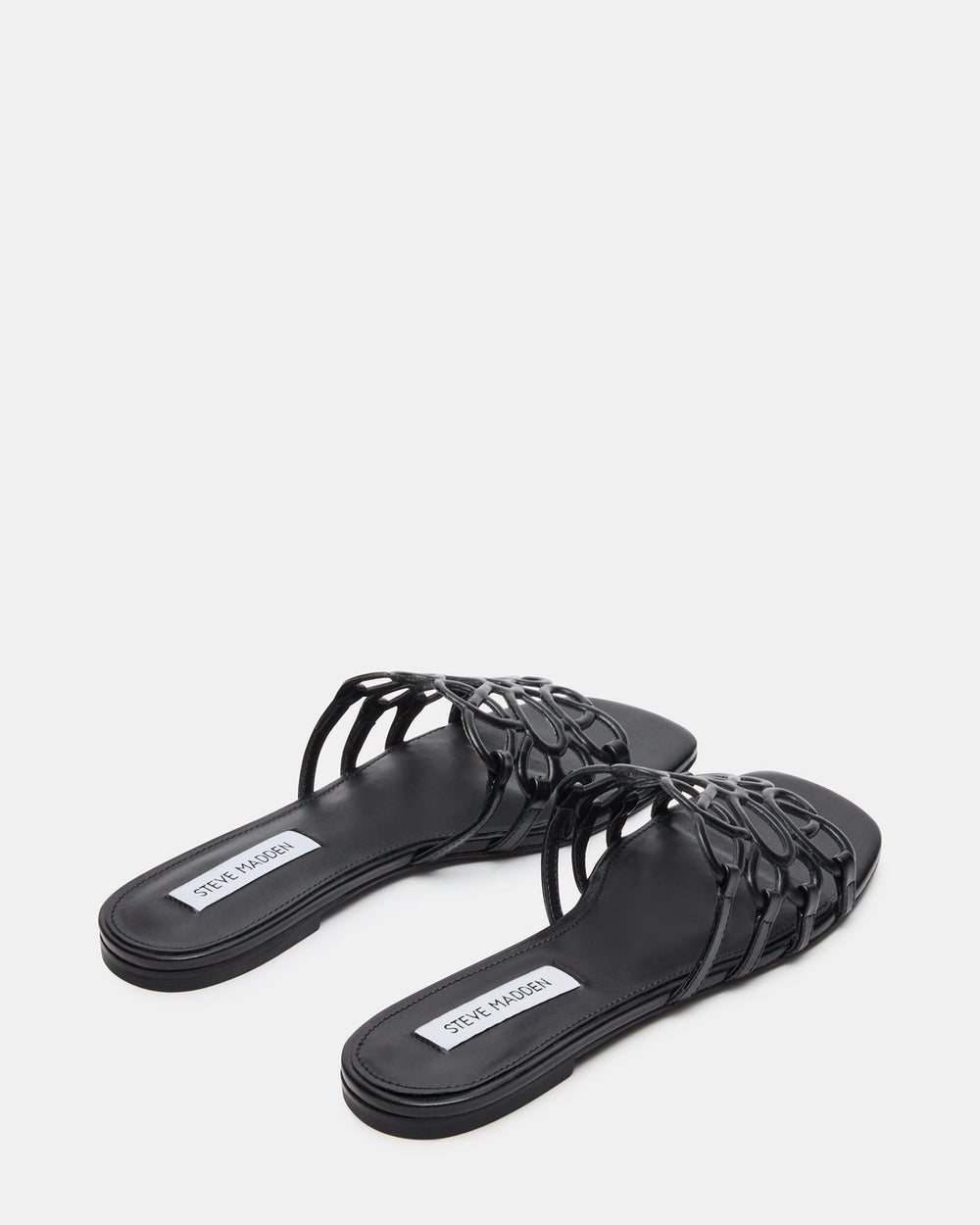 LOTUS Black Leather Square-Toe Slide Women's Sandal