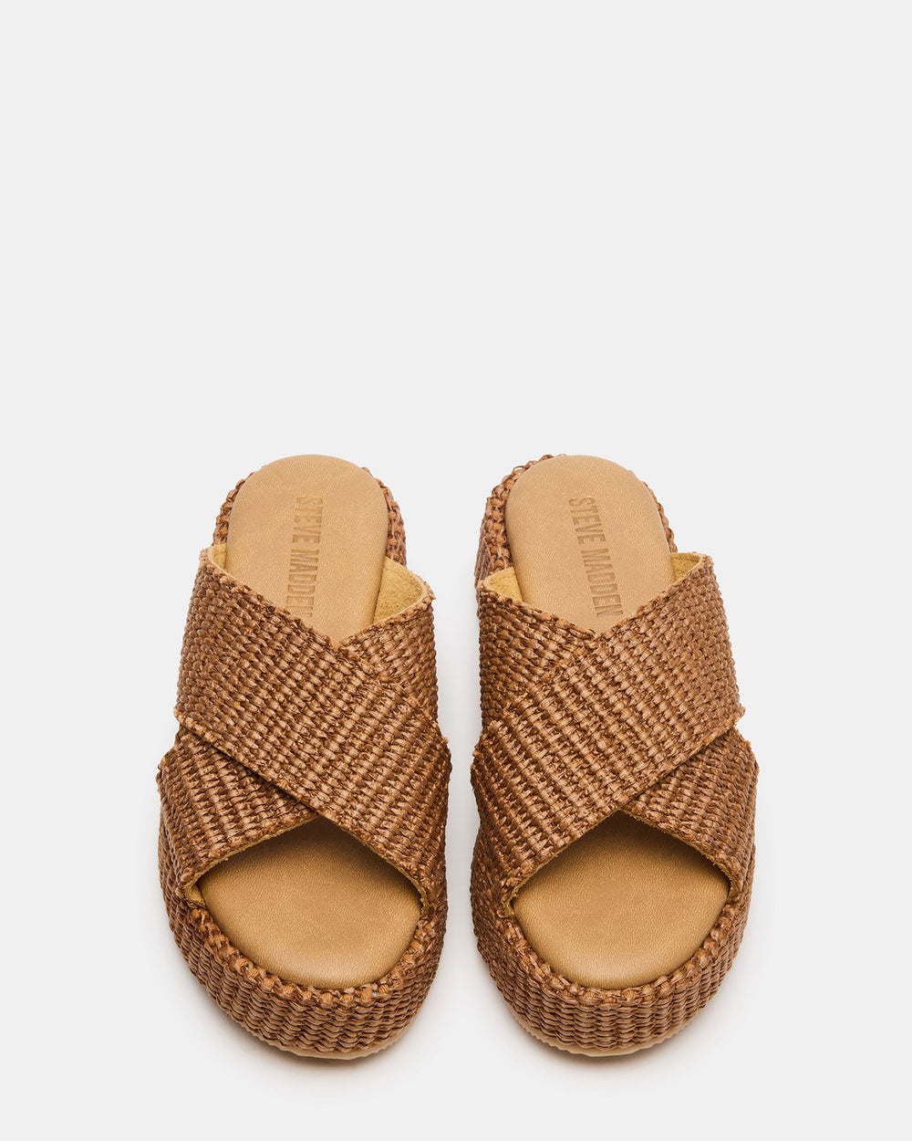 TULUM Brown Raffia Platform Flatform Women's Sandal