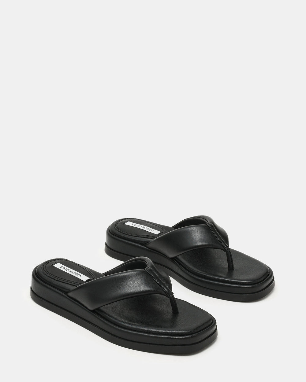 BELLA Black Thong Square-Toe Platform Women's Sandal