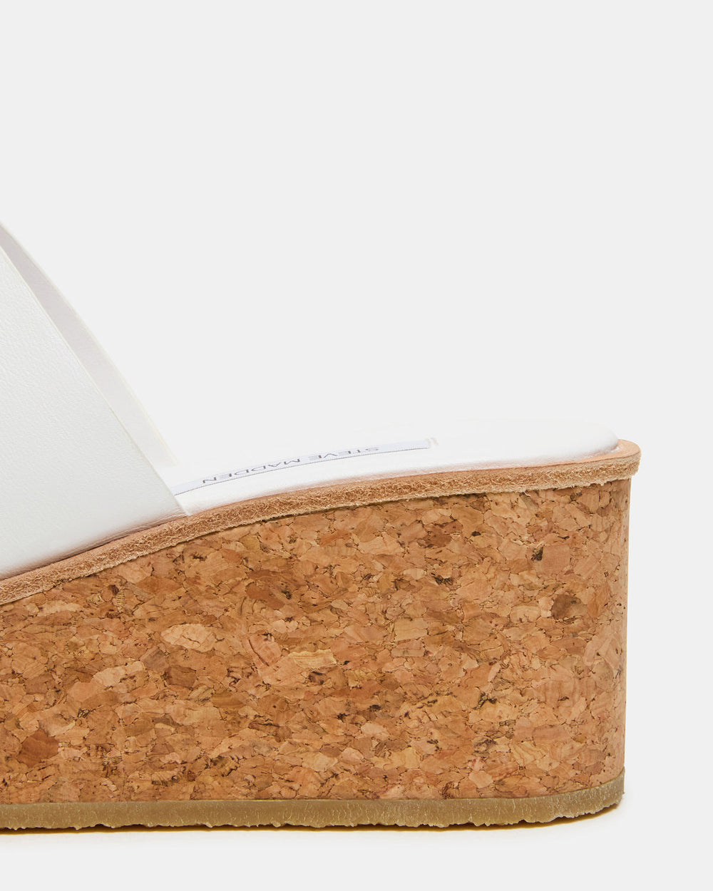 HARMONY White Leather Wedge Mule Cork Platform Women's Sandal