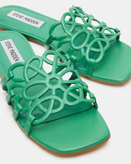 LOTUS Green Leather Square-Toe Slide Women's Sandal