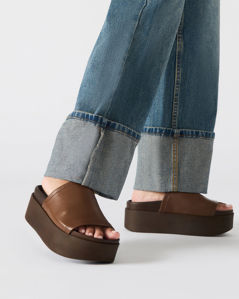 ARWEN Multi Raffia Platform Footbed Slide Chunky Women's Sandal