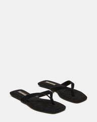 TRELLA Black Suede Square-Toe Thong Women's Sandal