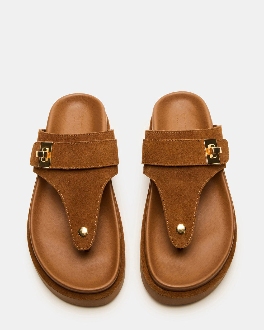 THONA Chestnut Suede Women's Flatform Thong Sandal