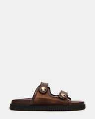 ATHENS Brown Mesh Slide Footbed Flatform Women's Sandal