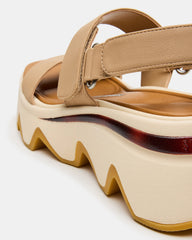 LOCHAN Natural Platform Flatform Strappy Women's Sandal