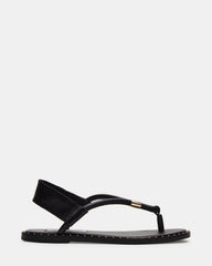 MEDUZA Black Leather Women's Studded Thong Sandal