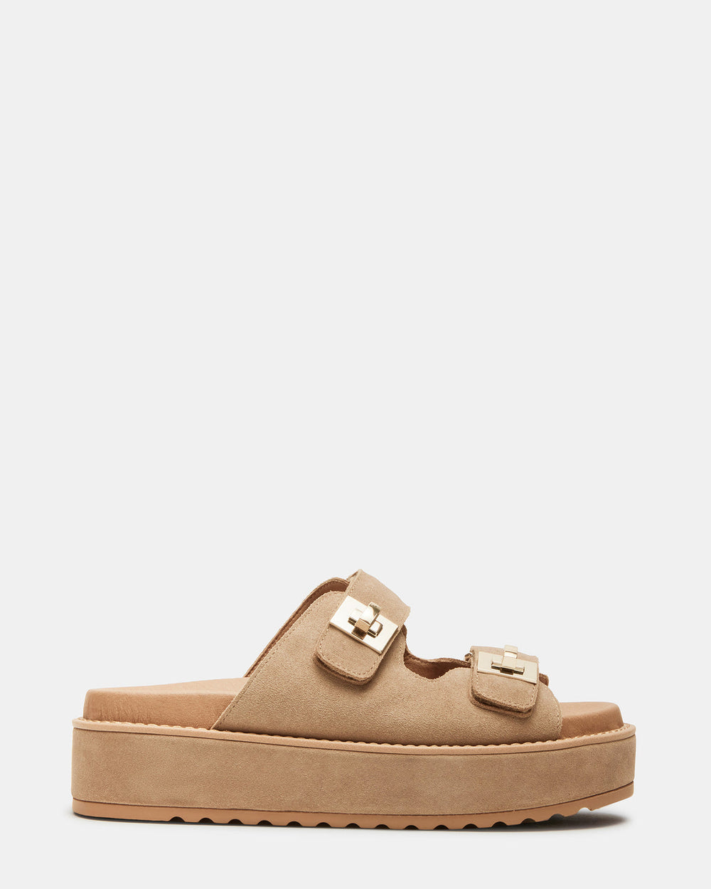 BIGSCHMONA Taupe Suede Women's Platform Slide Sandal