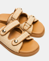 ATHENS Natural Raffia Slide Footbed Flatform Women's Sandal