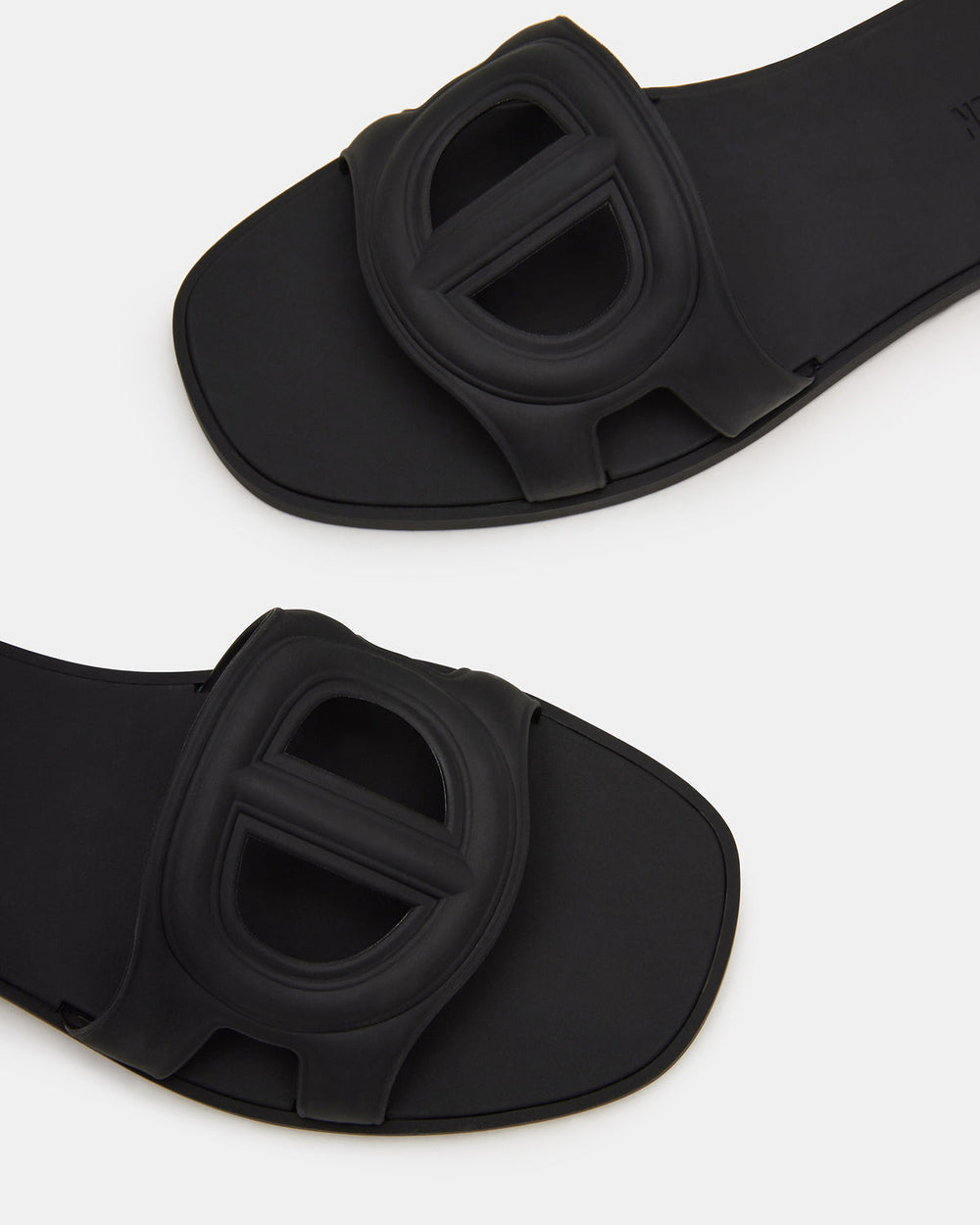 JELLIE Black Women's Square Toe Slide Sandal