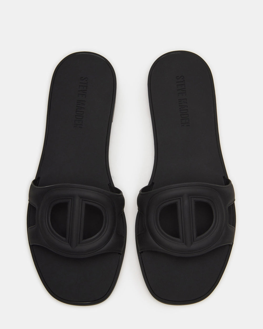 JELLIE Black Women's Square Toe Slide Sandal