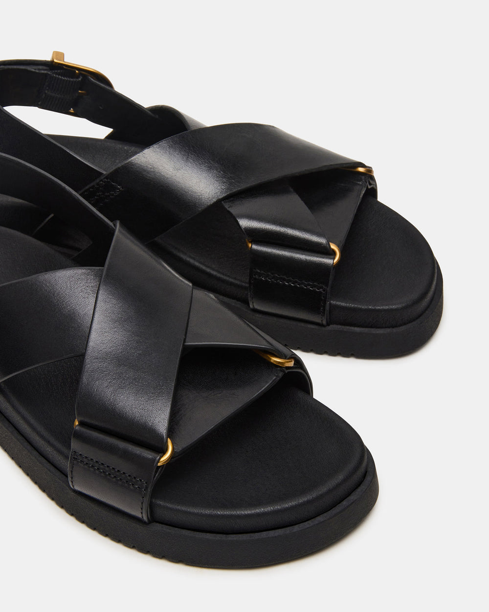 DONELLI Black Leather Strappy Footbed Women's Sandal