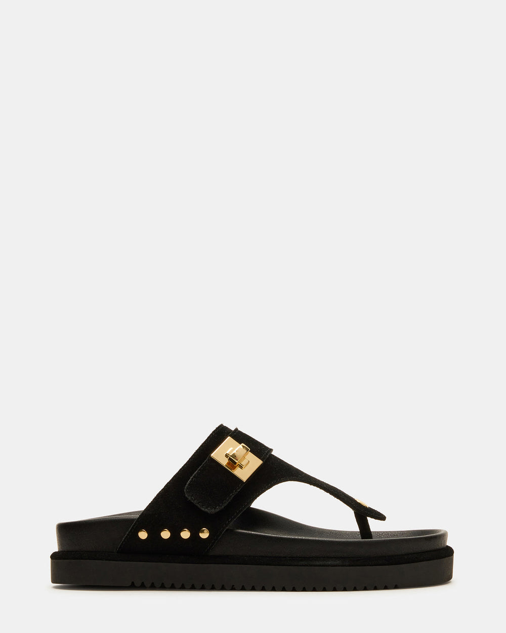 THONA Black Suede Women's Flatform Thong Sandal