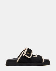 MAYSIE Black Multi Woven Flatform Footbed Slide Women's Sandal