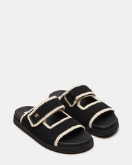 MAYSIE Black Multi Woven Flatform Footbed Slide Women's Sandal