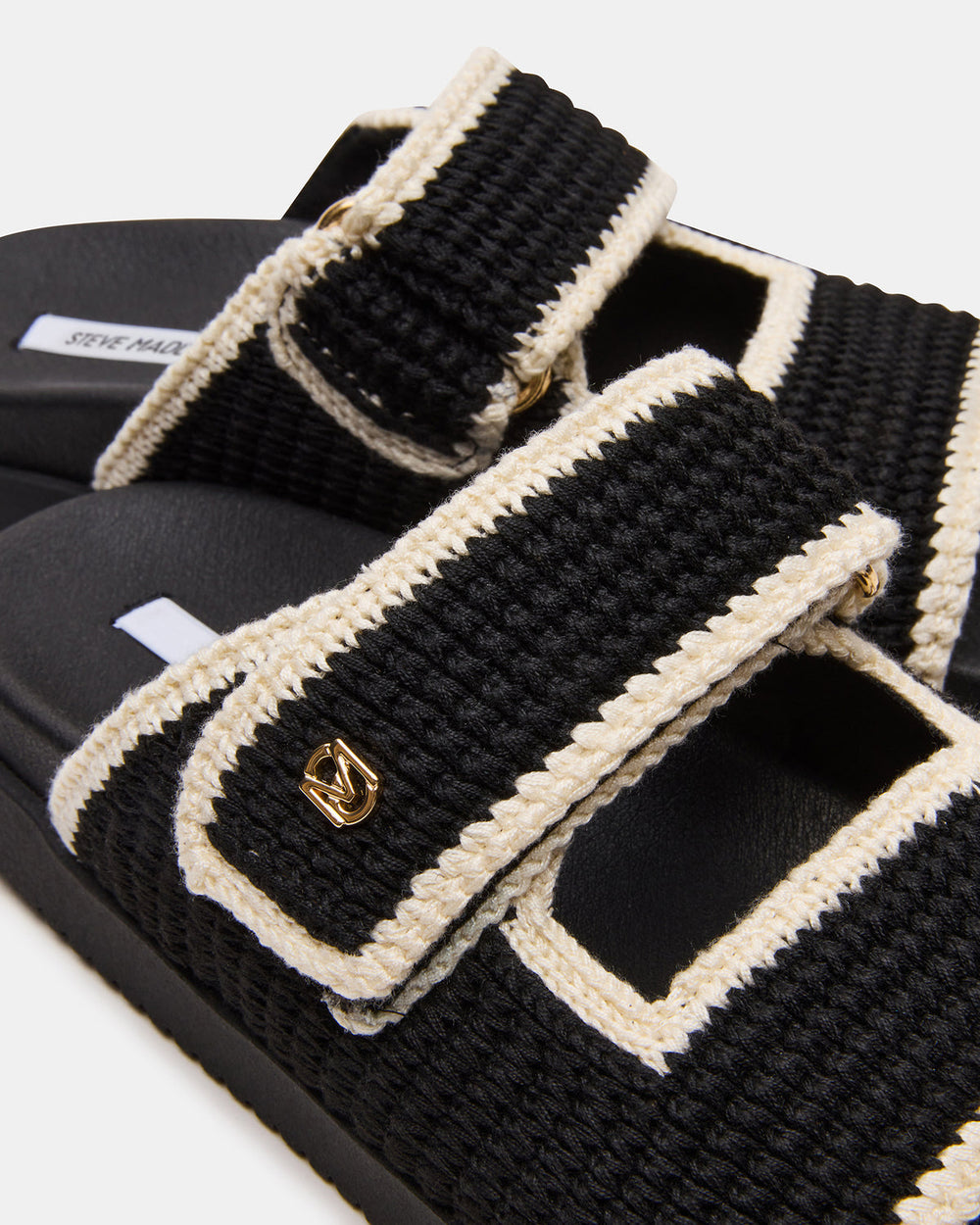 MAYSIE Black Multi Woven Flatform Footbed Slide Women's Sandal