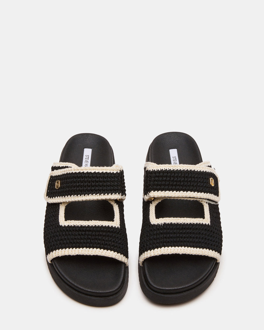 MAYSIE Black Multi Woven Flatform Footbed Slide Women's Sandal