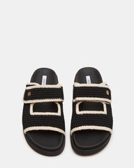 MAYSIE Black Multi Woven Flatform Footbed Slide Women's Sandal