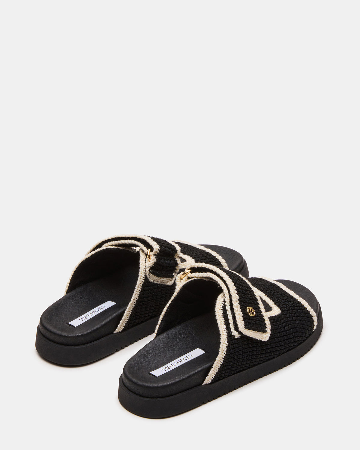 MAYSIE Black Multi Woven Flatform Footbed Slide Women's Sandal