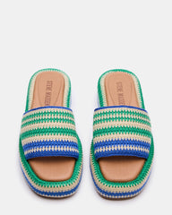 BEACHY Woven Green Multi Platform Slide Women's Sandal