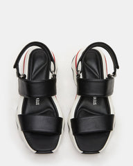 LOCHAN Black Platform Flatform Strappy Women's Sandal