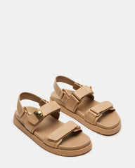MONA Beige Leather Flatform Women's Sandal