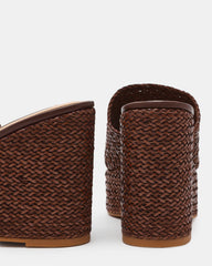 CASSI Brown Platform Raffia Wedge Women's Sandal