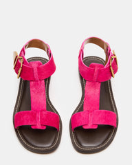 BRAZINN Hot Pink Strappy Flat Sandal Women's Sandal